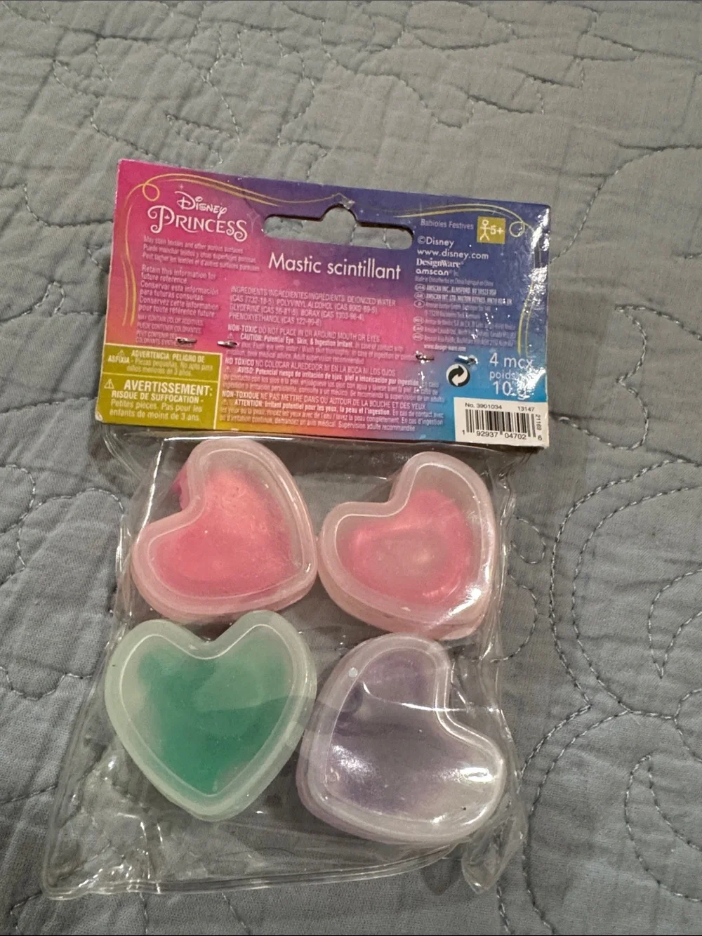 Disney Princess Heart Glitter Putty Pack - Pink, Purple, Green, Peach